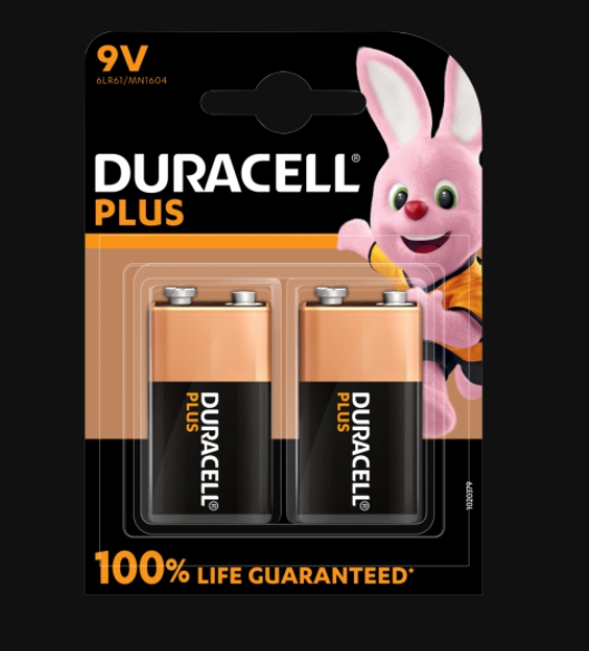 Duracell Plus 9V Block Dual-Pack Alkaline-Batterie 6LR61/MN1604 2 Stk.