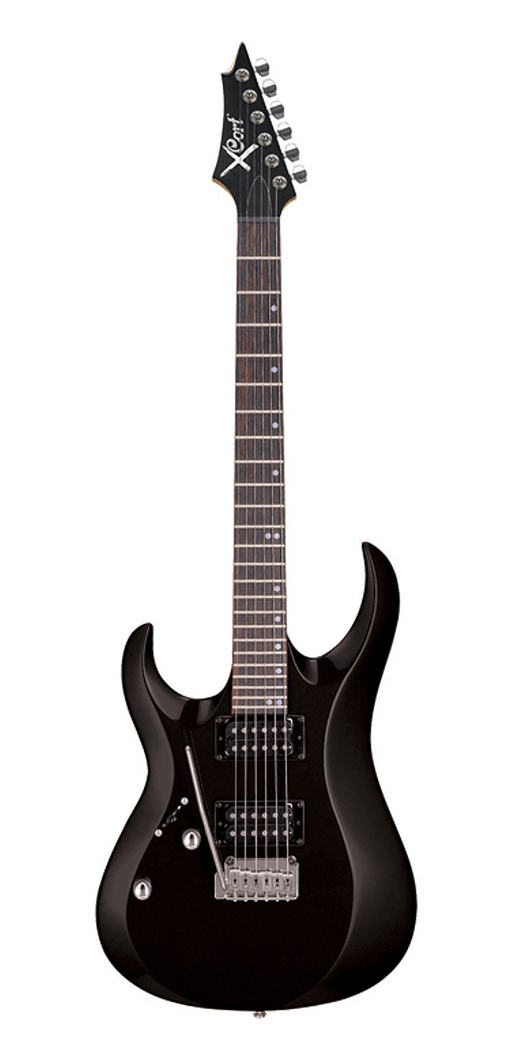 Cort E-Gitarre X-2 schwarz hochglanz Linkshand modell