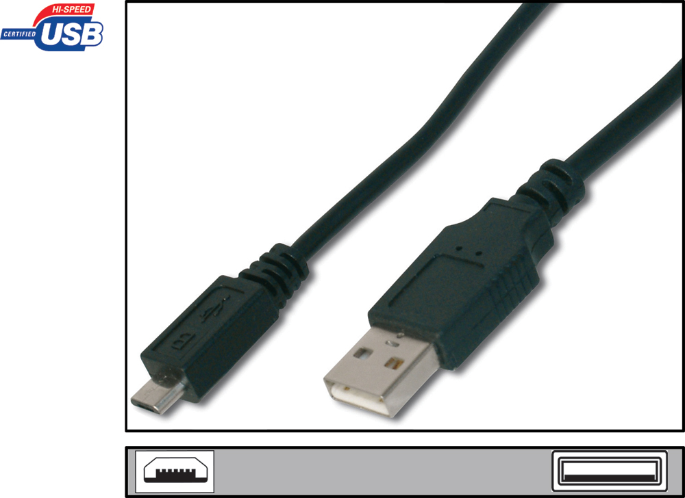 USB Kabel Stecker A / Stecker B Micro 1 m schwarz
