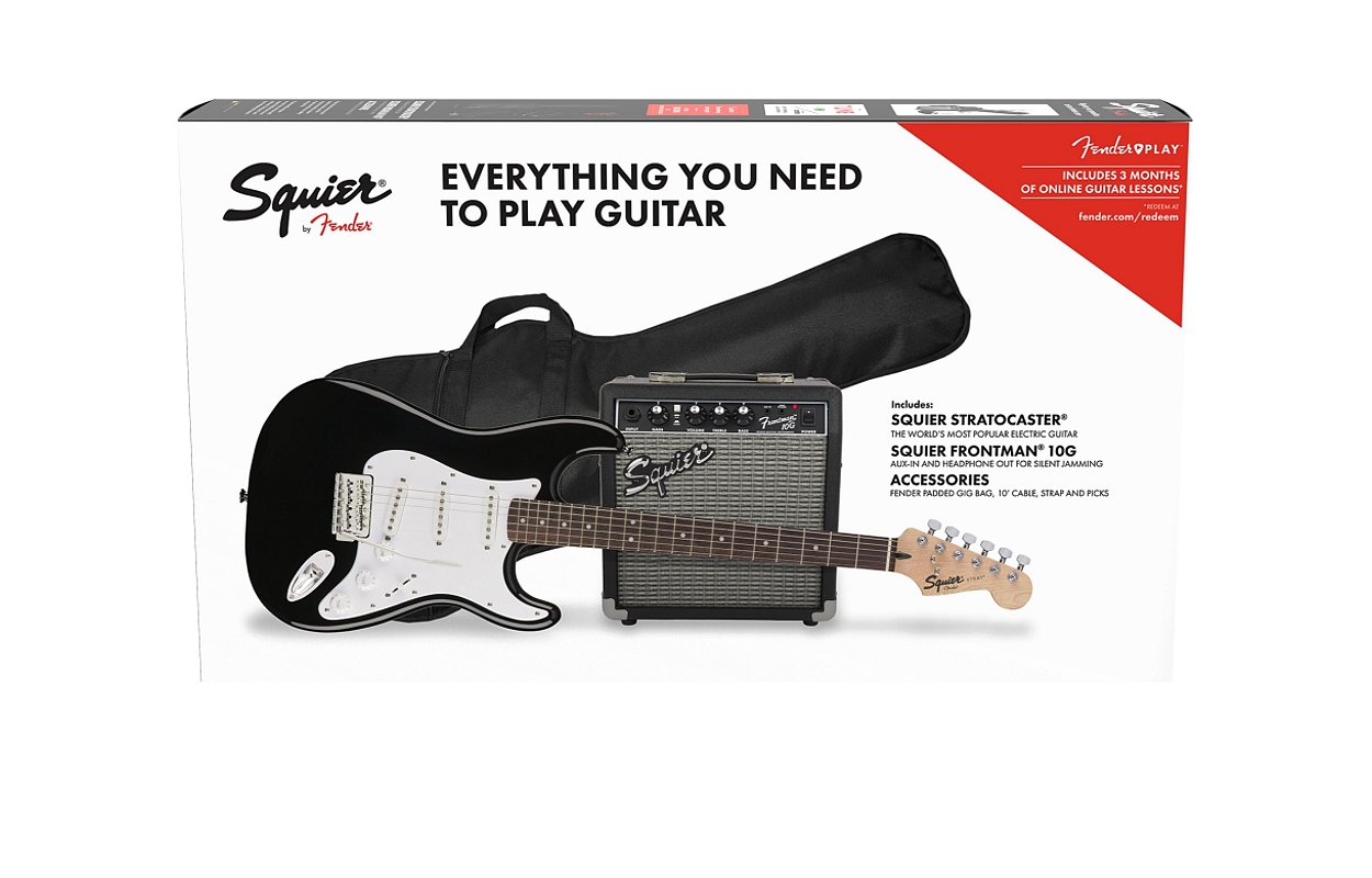Fender Squier Set, Stratocaster Black mit Frontman 10G Amp