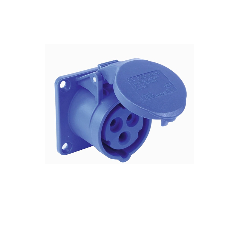 16 A / 3 pol  mounting female connector blue with cover