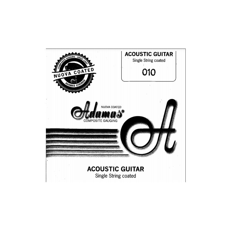 Adamas Einzelsaite 010 für Akustik- und E Gitarre Nuova bechichtet, blanke Stahlsaite